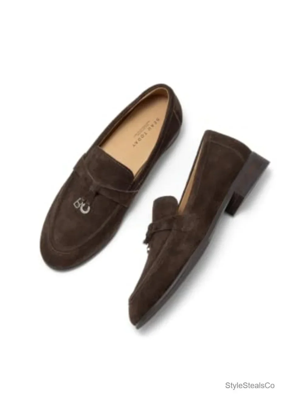 Cow Suede Penny Loafers for Women, Comfortable Slip On Dress Flats, Business